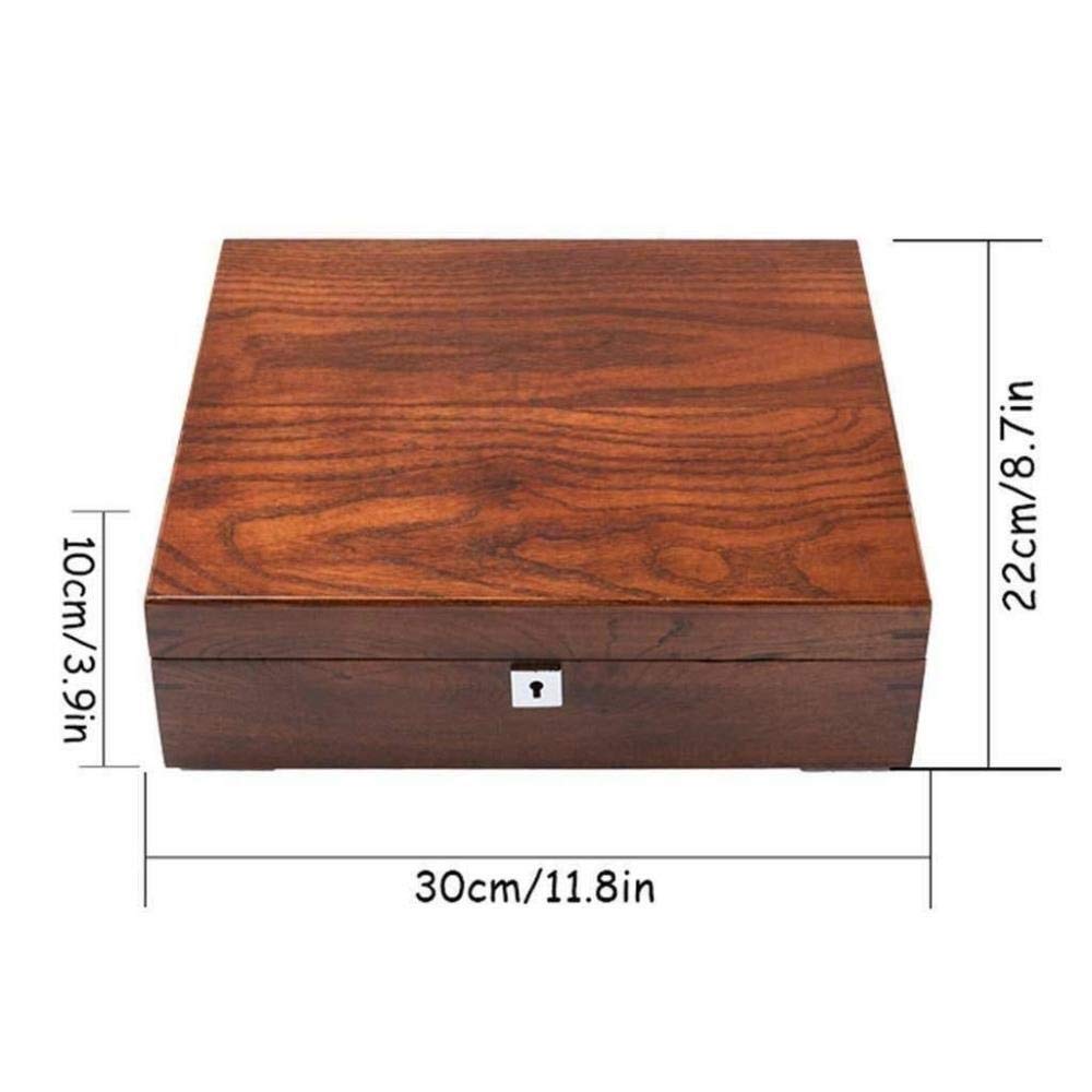 MUSUMI Old OLM Pure Wooden Double Jewelry Box Jewelry Bangle Collection Scatola portaoggetti con Serratura Moda (Cachi)