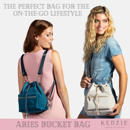 Image of KEDZIE Aries Convertible Bucket Bag 3-Way Backpack Crossbody Strap Purse for Women