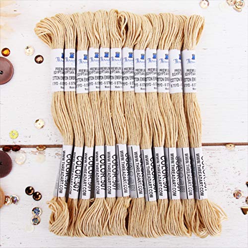 Image of 12 Skeins ThreadArt Cotton Embroidery Floss, Cream | Long fiber cotton embroidery floss for cross stitch, hand embroidery and bracelets. Six-strand floss separates easily.