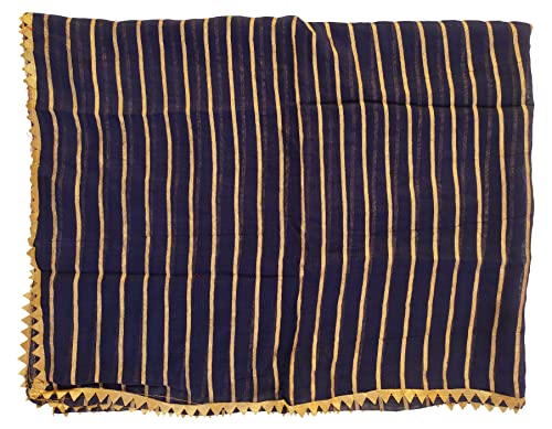 Image of YOUTHQUAKE Women's Golden Printed Chiffon Dupatta With Four Side Golden Lace