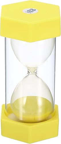 Miniatura 1 de PATIKIL Temporizador de arena de 20 minutos, reloj de arena hexagonal pequeño con cubierta de plástico, vidrio de arena de cuenta regresiva para