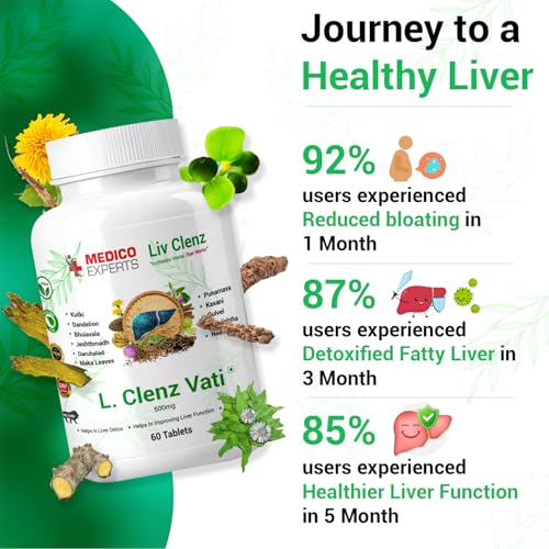 Image of L Clenz Vati - Liver Detox Supplement 60 Tabs (500 mg) | Blend of Kutki Dandelion Bhuiavala & 8 Liver Detox Ayurvedic Herbs | Helps Repairing Liver From Alcoholic & Fatty Liver(15 Days)