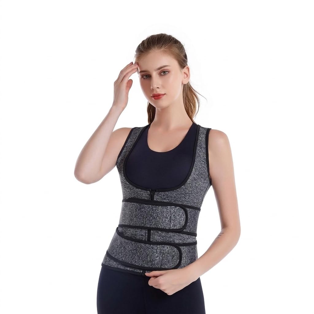 ARCSUN Faja Reductora Unisex Cremallera y Doble Cinturón Sudoración