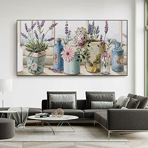 Vase Mur Art pour Salon Décoration Toile Fleur Impression Grand Format