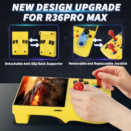 Image of 2026 NEW Upgrade R36MAX Ⅱ Retro Video Game Console - 4.5 Inch Ultra-Large Screen, Support 18000+Classic Games, 64G TF Card, Linux System, 4000mAh Battery, Birthday Gift for Adult (Yellow)