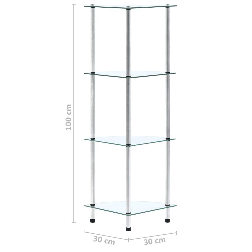vidaXL Regal mit 4 Ablagen Vitrine Glasregal Dekoregal Sammlervitrine Standregal Glasvitrine Bücherregal Vitrinenschrank Transparent 30x30x100 cm Hartglas