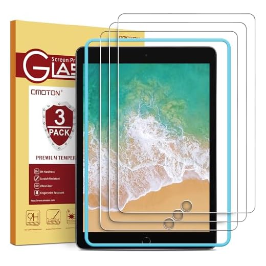 OMOTON 3 Pack Screen Protector for iPad 6th 5th Generation, Tempered Glass Screen Protector Compatible with Apple iPad Pro 9.7 / iPad Air 2 / iPad Air 9.7 Inch with Alignment Frame, Case Friendly
