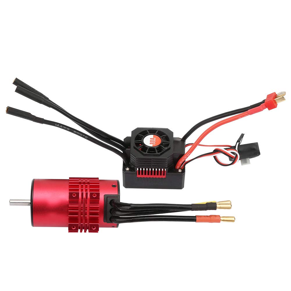 Changor Zestaw ESC Silnika Bezszczotkowego RC, Silnik 3100KV 3665 | Wodoodporna konstrukcja o wysokim momencie obrotowym, pasuje do samochodów 1/10, 1/8 RC, aluminiowy rowek, precyzyjnie