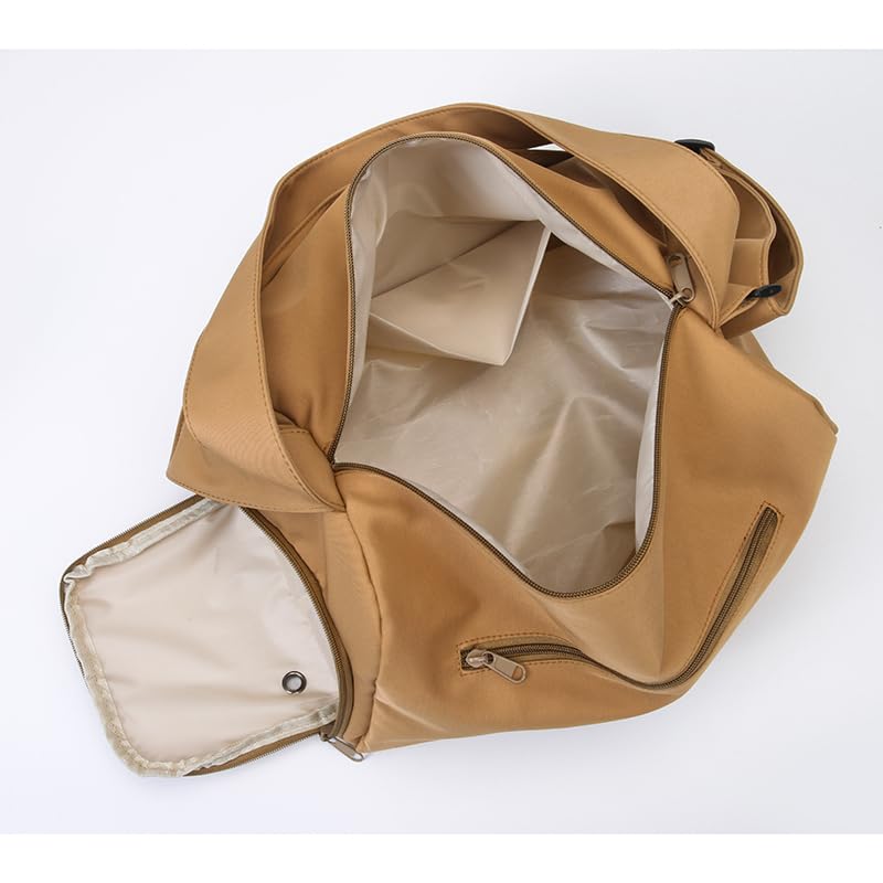 Generic Travel Tote Bags for Women, Weekend Bag, Women's Duffle Bag, Water Resistant Canvas, Zippered Compartment, Khaki (Beige), jb00974