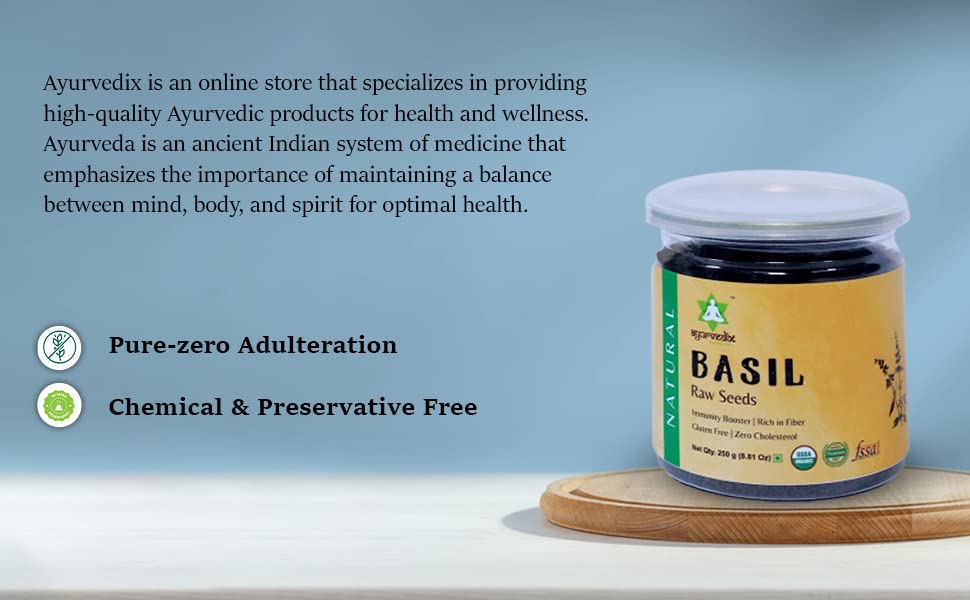 Miniatura 6 de Ayurvedix Semillas de albahaca - Superalimento para la salud digestiva y el control del peso, sin gluten y veganas (8.82 oz)