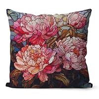 Huacan Kreuzstich Kissen Set Vorgedruckt Blumen Stickset DIY Blume Gebastelt Kissenbezug ohne Kissenkern für Anfänger Erwachsene 45x45cm