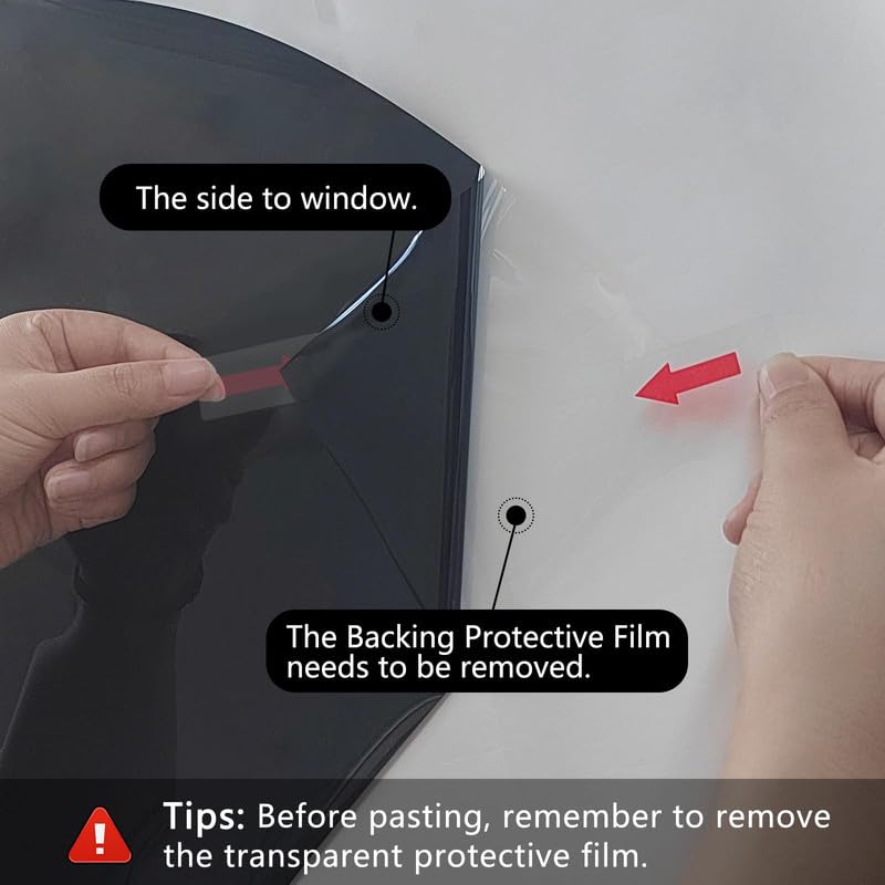 Image of Blackout Black Film for Glass Window, self Adhesive Glass Film for Privacy Glass Film for Sunlight Heat Blocking, Glass Window, Office Cabins, Home - 95% Black Glass film16 X 96 Inchs
