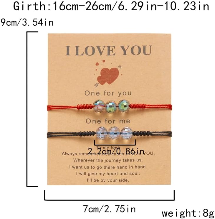 xuzhiyuan Pinky Promise Bracelet Handmade Moon Heart Satr Beads Braided Bracelet BFF Couple Adjustable Bracelet for Women Men - Image 4