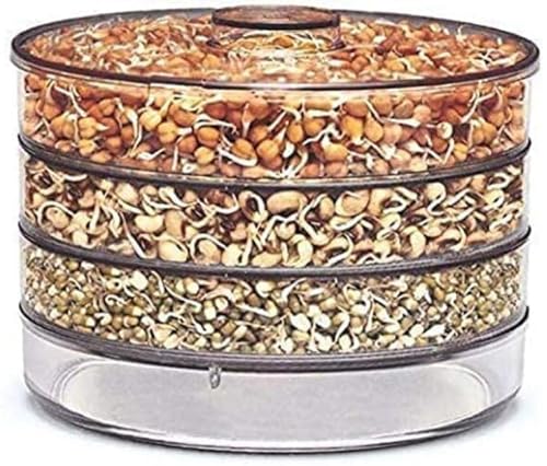 Image of KESI ORNAMENTS Sprout Maker With 4 Compartments For Multi Purpose Use - Plastic Grocery Container Sprouted Grains Jar (500Ml,4-Layer)