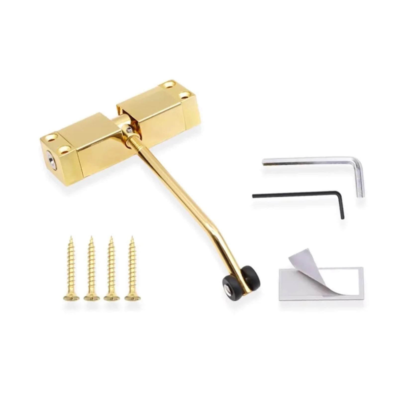 Aluminum Alloy Door Closer Hinge Self-Closing Mounted Spring Door Closer Furniture(Gold)