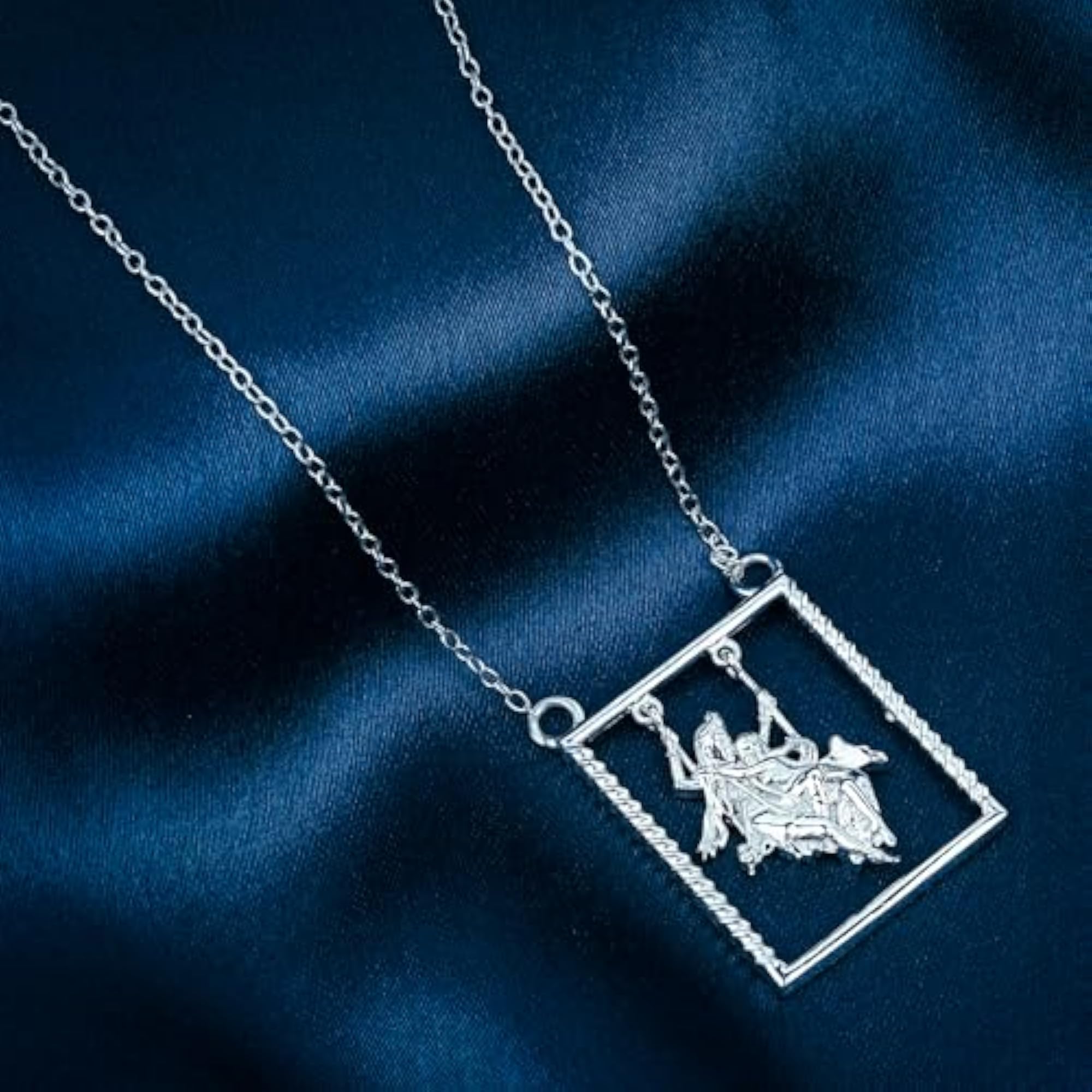 Lord Radha Krishna Pendant Necklace, 925 Silver Gift