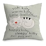 UINHMOP 18''x18'' Funny Soft Kitty Warm Kitty Throw Pillow Cover,Funny Sleepy Cat Decor Decorations for Home Bedroom Living Room Girls Room,Gifts for Cat Lovers Owners Girls Women