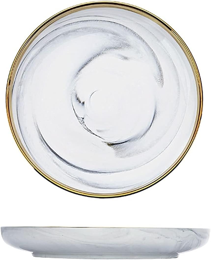 Kitchen Dinnerware Set Porcelain Dinner Plates 10inch, Round Phnom Penh Marble Ceramic Dinner Plates for Indoor and Outdoor Party Salad Steak and Appetizer Plates Advanced Dinner Plates (Color : B)