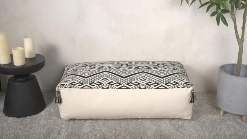 TREATLIFE HOME Rectangular Pouf for Cozy Seating and Minimalist Decor, Lightweight and Comfortable, Living Rooms or Bedrooms, Natural Black