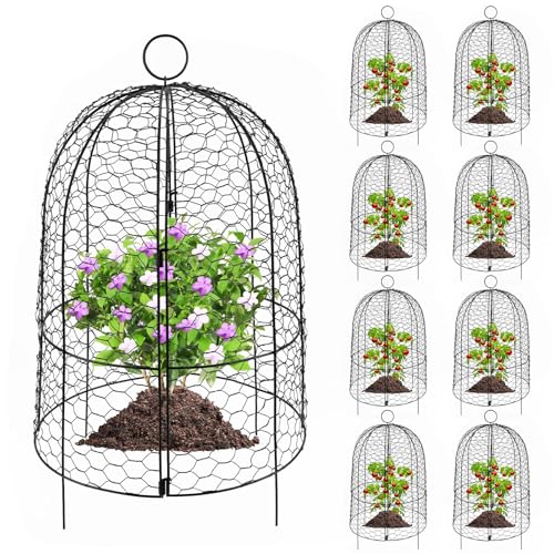 Kalolary 8 Packs Plant Protectors from Animals, 20'' x 14 Large Wire Plants Cage Metal Garden...