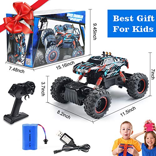 Remote Control Truck, RC Car 1: 12 Scale RC Truck 2.4Ghz Radio Remote Control Car RC Monster Vehicle Truck Crawler 4WD Off Road for Boys - Thumbnail 4
