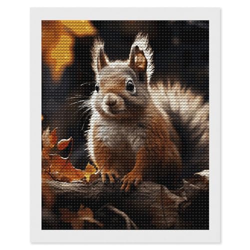 Kit peinture diamant écureuil dans les bois BVNMT avec strass ronds pour loisir créatif mural