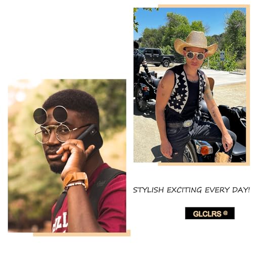 Round Flip Up Sunglasses – Small Flip-Up Shades with Double Lenses -Cool Glasses for Raves and 90s Vibes2