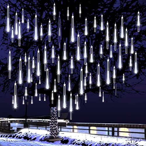Adecorty METEORLIGHT01 Christmas Lights Outdoor, Meteor Shower Lights 8 Tubes 192Led Ul Certified Snow Falling Rain Cascading Icicle Lights thumb #1