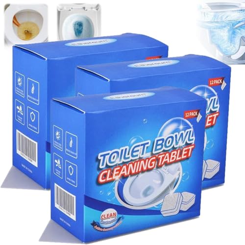 Pastillas limpiadoras potentes for inodoros, 12 unidades, espuma de carbón activado for inodoro, limpieza profunda, limpieza duradera durante 3 semanas, elimina manchas difíciles(3pcs)