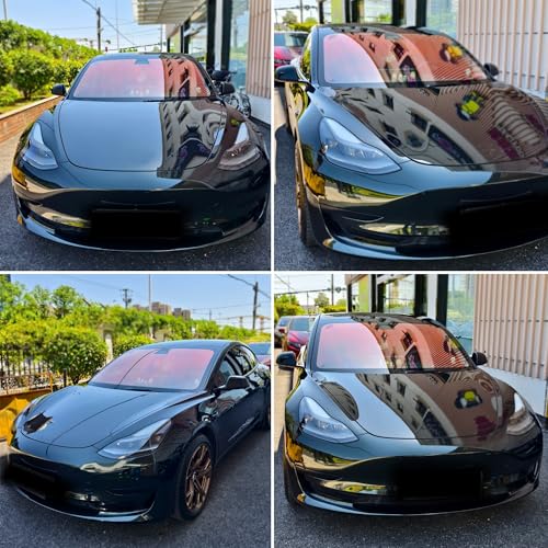 Image of Chameleon Purple Red Car Front Window Tint 78% VLT Car Window Tint Color Change Effect Vehicle Windshield Solar Protection Film, 59.84 inch x 1181.10 inch