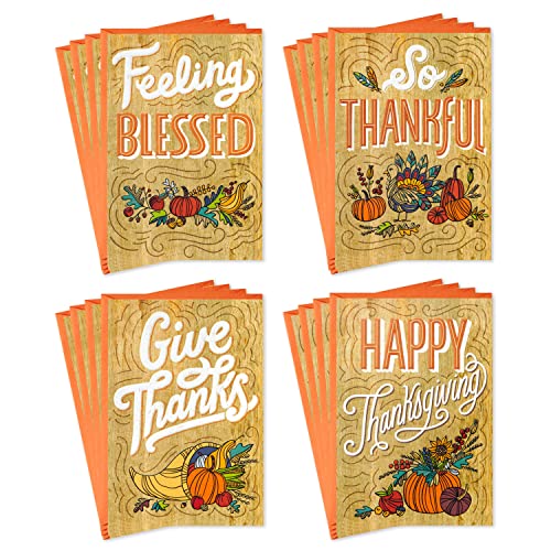Cartes de Thanksgiving Hallmark : assortiment rustique de 16 cartes de vœux avec enveloppes