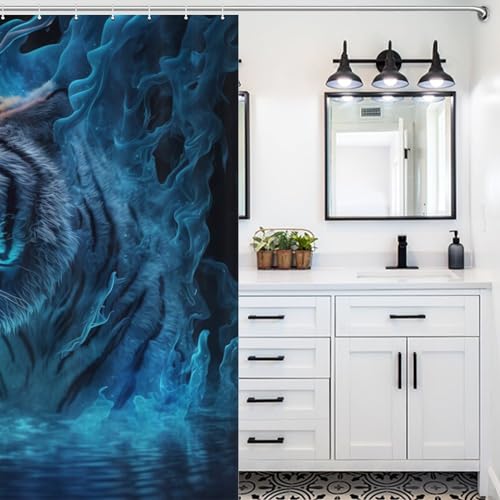 Rideau de douche tigre en polyester imperméable 183x183 cm - 5