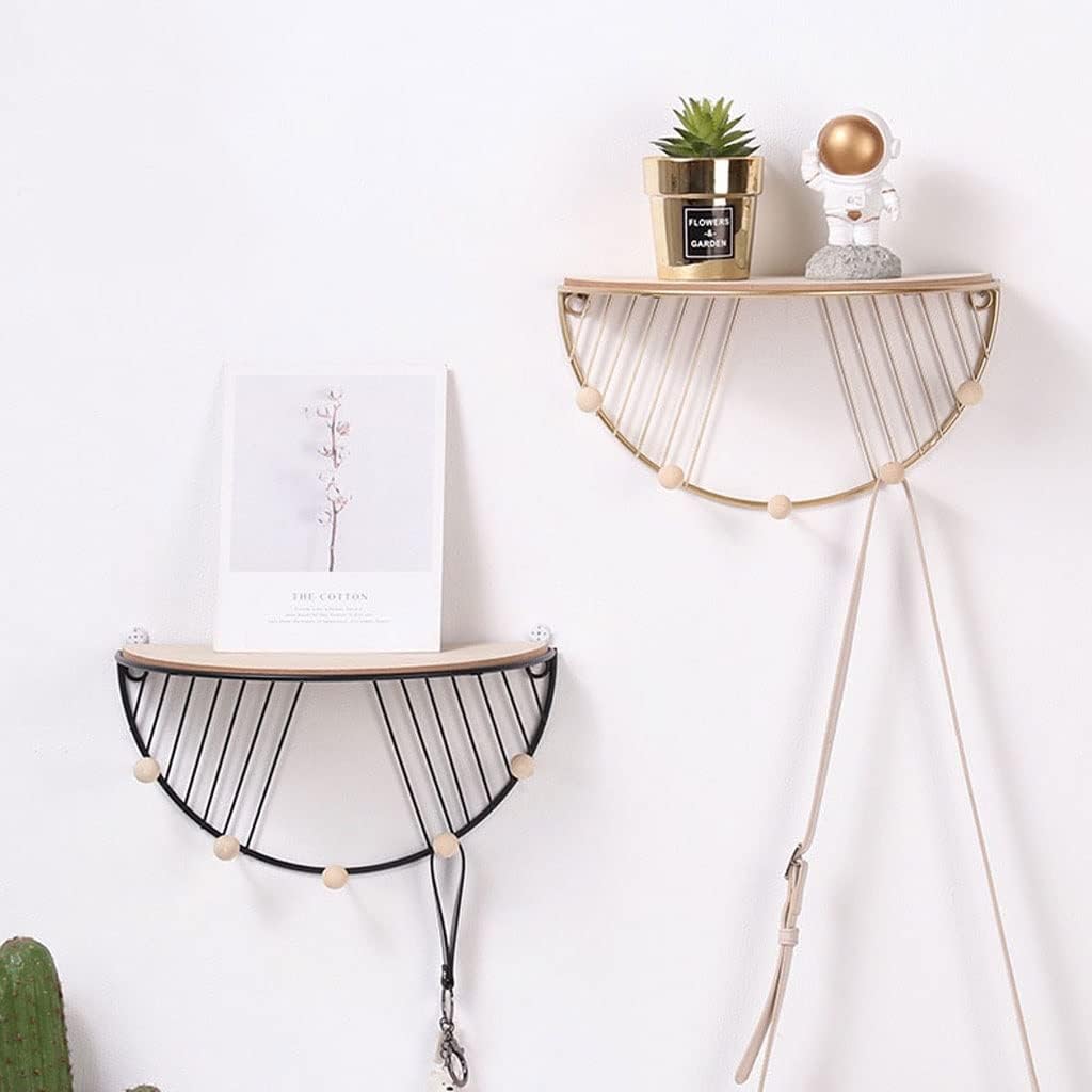 JSEIAJB Nordic Wood Shelves Wall Home Living Room Decoration Multi-Function Key Hook Tv Wall Hanging Storage(D)