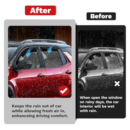 Image of Canvcle Window Visors Rain Guards for 2025 2026 Chevrolet /Chevy Equinox Accessories(Not for EV), Outside-Mount Tape-On Side Window Wind Deflectors Vent Visors Shades Rainproof Black 4PCS