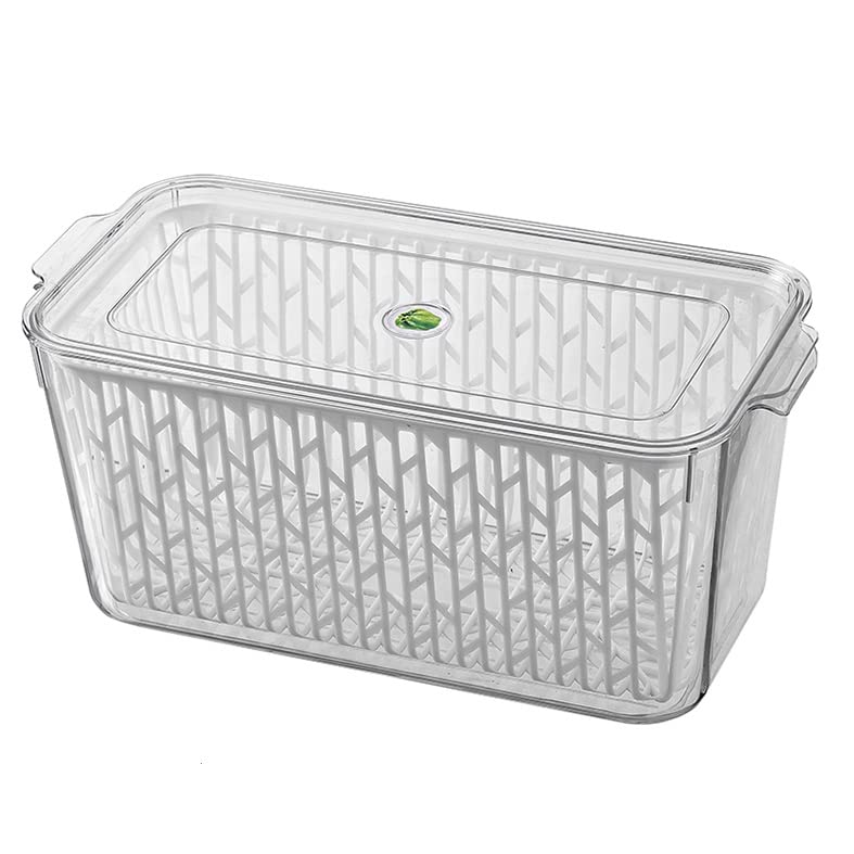 LISHONN Stackable Vegetable And Fruit Fridge Storage Container With Removable Drain Strainers | Capacity 7.5L | Pack of 01 (B09VFV9WDH) Amazon Price History, Amazon Price Tracker