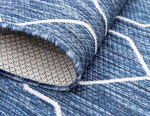 Tapete Outdoor Lattice 5'3 x 8' Azul Indoor/Outdoor miniatura 7