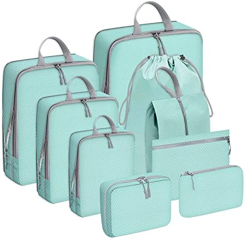 BRAQ 9 pcs Compression Packing Cubes for Suitcases Travel Compression Bags for Packing Suitcase Organizer Bags Set as Travel Accessories for Women and Men Travel Essentials BRAQ 9 pcs Compression Packing Cubes for Suitcases Travel Compression Bags for Packing Suitcase Organizer Bags Set as Travel Accessories for Women and Men Travel Essentials