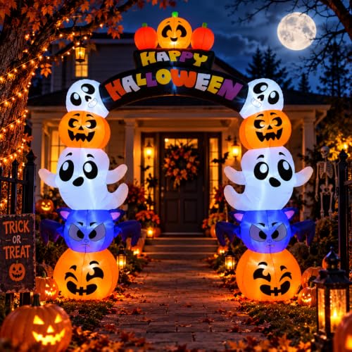 CaeyBrye 8.1 FT Halloween Inflatable Archway with LED Lights