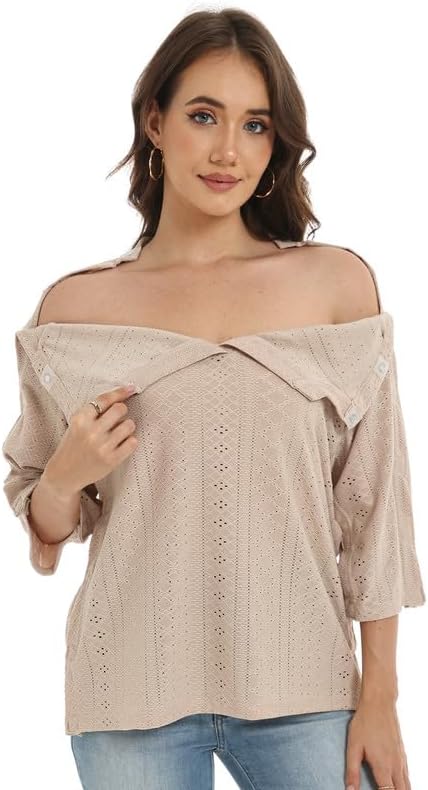 Post Shoulder Surgery Shirt for Women with Magnetic Closure, Easy Open Recovery Top, Breathable Hollow Out Loose Fit