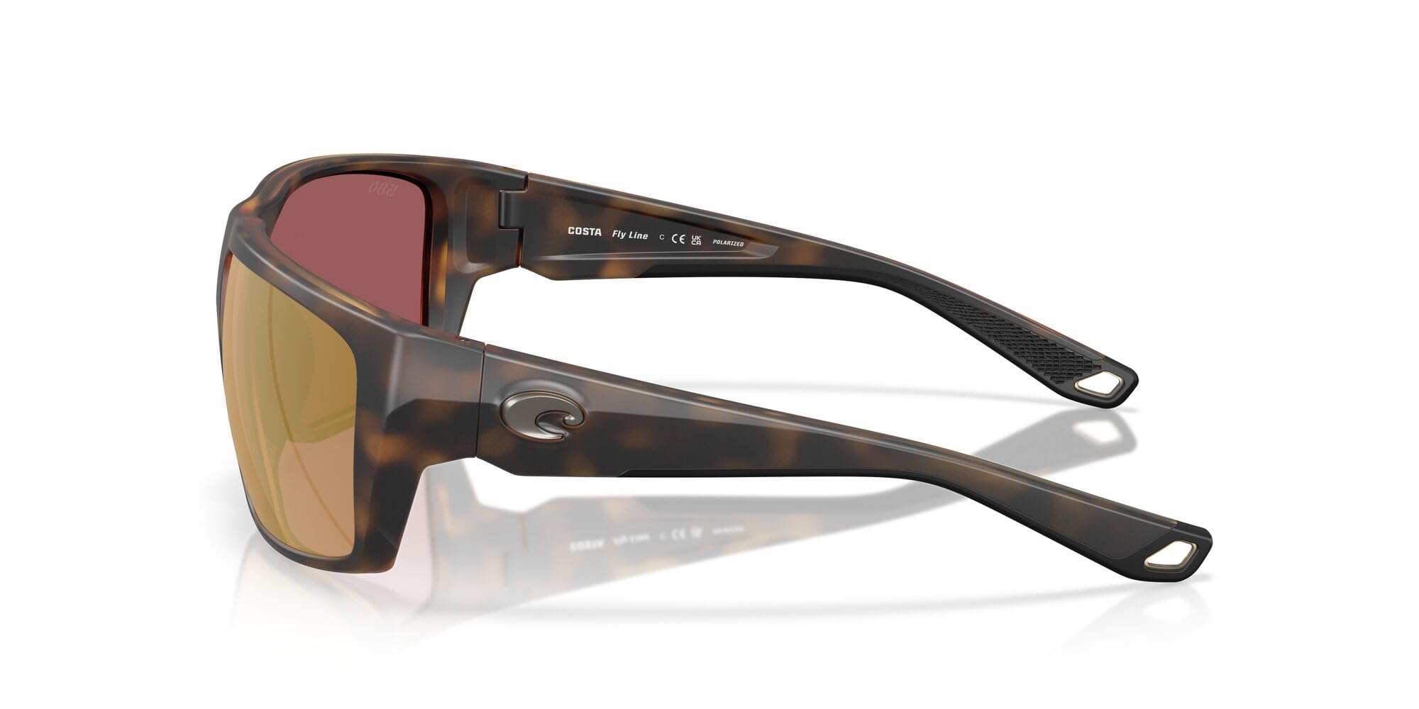 Costa Del Mar Gafas de sol Fly Line, Tortuga mate/espejo dorado 580 g, 64 mm
