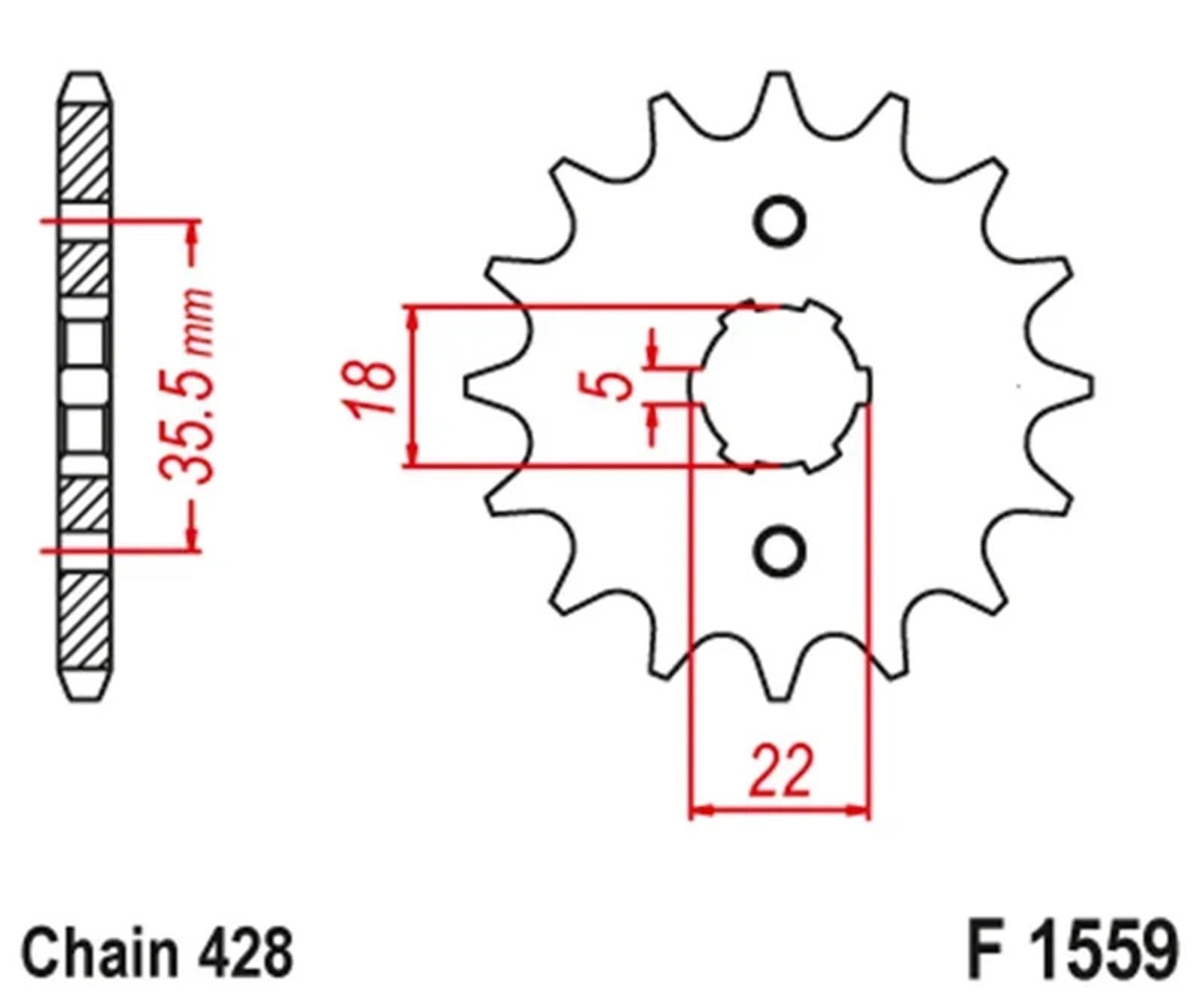Piñón de cadena Piñón delantero de motocicleta de 14 dientes y cadena 428 compatible con Yamaha TW125, YS125, TW200 y TW225 Kit de Piñón Cadena