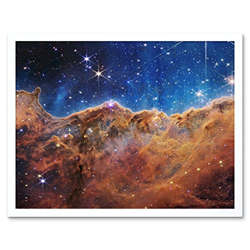 Artery8 NASA James Webb Space Telescope Cosmic Cliffs in the Carina Nebula NGC 3372 NIRCam Image Art Print Framed Poster Wall Decor 12x16 inch