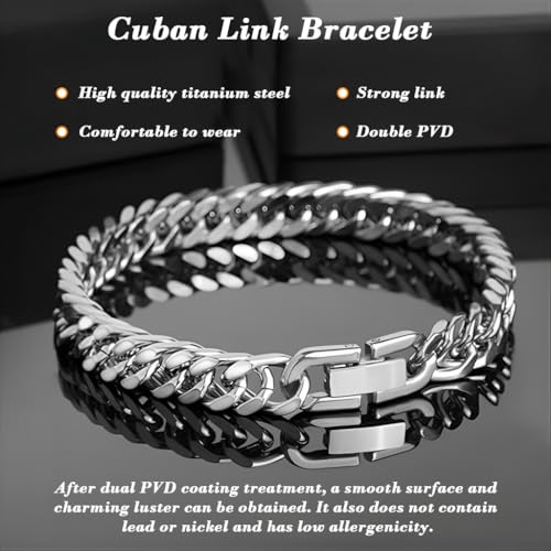 Image of SANNIDHI 6Pcs Bracelet for Man Women Silver Stainless Steel Cuban Link Men Bracelet Metal Rope Paperclip Stackable Bracelets Set Birthday Valentine's Day Gifts for Men