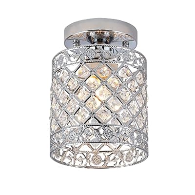 Create For Life® Mini Style Modern Decor Crystal Flush Mount Ceiling Light Fixture Crystal Chandeliers Light Ceiling Lamp for Hallway, Bar, Kitchen, Dining Room, Kids Room (6 inch Shade Dia)