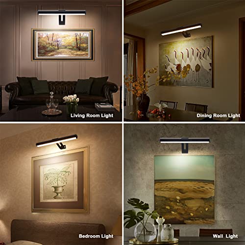Ovicisk Led Picture Light, Picture Light For Paintings, Rechargeable Dartboard Light With 2 Remote, 300Lm, 13 Inch, Wireless Display Light With 2 Magnetic Light Base For Art Work, Accent, Frame-Black #TOP5