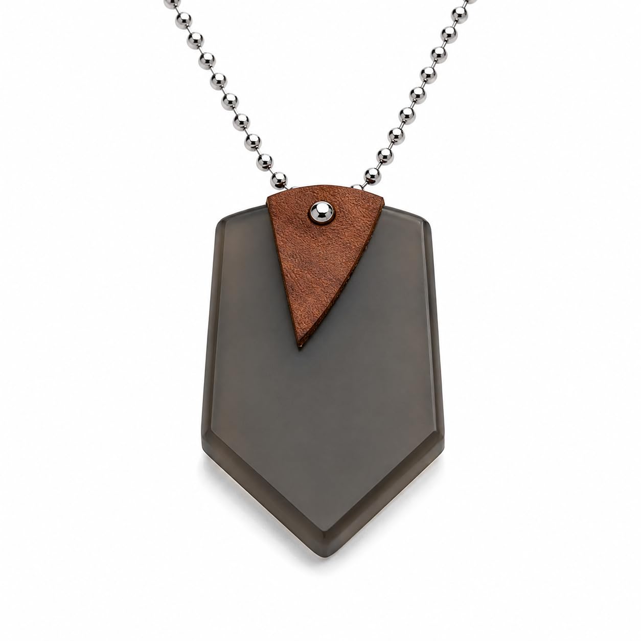 Pentagon - Shaped Glass Charms Geometric Modern Jewellery Grey Acrylic Wood Pendant Necklace Chain for Men and Women(SPn2022348)-image-27