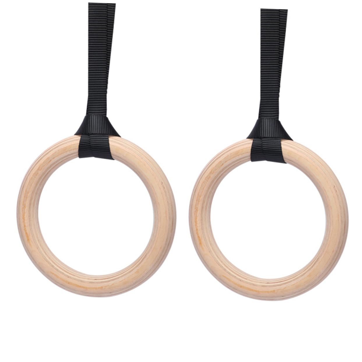 GOOHOCHY Gymnastic Rings Strength Training Exercise Equipment Natural Wood Fitness Rings for Home Park or Gym