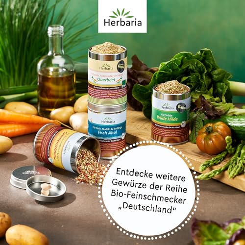Herbaria Querbeet Gemüsebrühe bio M-Dose - Bio-Gemüsebrühe - fertiges Bio-Suppengewürz - in nachhaltiger Aromaschutz-Dose, 2 x 90g