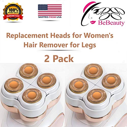 BeBeauty Replacement Blade Heads Legs Women Hair Remover, Hair Remover Replacement Head with a Bracket for Legs, Arms, Ankles, Armpits As Seen On TV 4 Floating Heads Rose Gold. (2 Count)