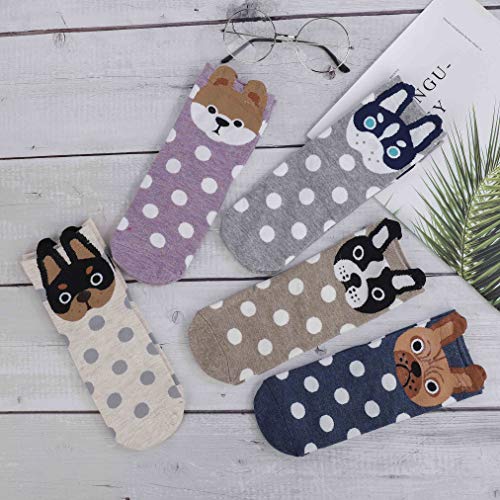 HONGXIN-SHOP Damen Socken Hund Motive Cartoon Tier Socken Baumwolle Socken 5 Paar